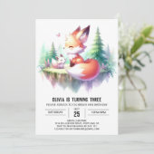 Invitation Adorable Renard magique Anniversaire numérique (Debout devant)