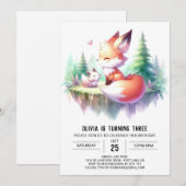 Invitation Adorable Renard magique Anniversaire numérique (Devant / Derrière)