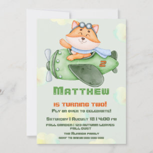 Invitation Adorable Renard Volant Anniversaire Fête Invitatio