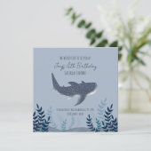 Invitation Adorable Requin Baleine Bleu Sous l'Océan Nom (Debout devant)