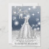 Invitation Adorable robe argent charmant glittery ombre (Devant)