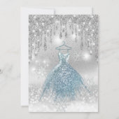 Invitation Adorable robe bleu argent gouttes d'ombre dans (Dos)