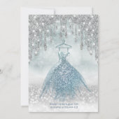 Invitation Adorable robe bleue argent gouttes de glittery omb (Dos)
