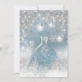 Invitation Adorable robe bleue argent gouttes de glittery omb (Dos)