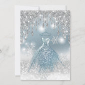 Invitation Adorable robe bleue argent gouttes de glittery omb (Dos)