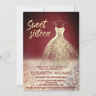 Invitation Adorable robe or charmant glittery ombre