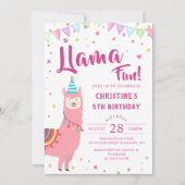 Invitation Adorable rose Llama Amusant Anniversaire Invitatio (Devant)