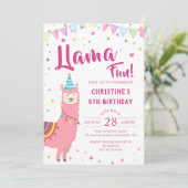 Invitation Adorable rose Llama Amusant Anniversaire Invitatio (Debout devant)