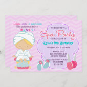 Invitation Adorable rose violet Spa Pampering fête d'annivers (Devant / Derrière)