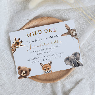 Invitation Adorable Safari Forêt Animaux Anniversaire