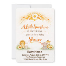 Invitation adorable safari soleil marguerite aquar