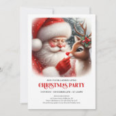 Invitation Adorable Santa and Rudolph Christmas Party Invite (Devant)