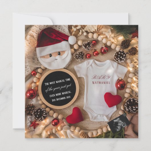 Invitation Adorable Santa Christmas Pregnancy Announcement (Devant)