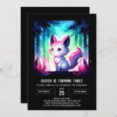 Invitation Adorable Simple Chat Anniversaire (Devant / Derrière)