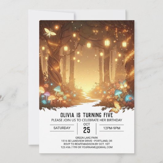 Invitation Adorable Simple Woodland Digital Anniversaire (Devant)