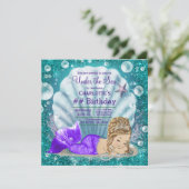 Invitation Adorable Sirène Blonde sous la mer Anniversaire (Debout devant)