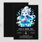 Invitation Adorable Sirène Dreamy Anniversaire (Devant / Derrière)