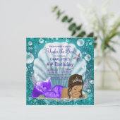 Invitation Adorable Sirène Ethnique Sous La Mer Anniversaire (Debout devant)