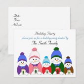 Invitation Adorable Snowman Famille de vacances (Devant / Derrière)
