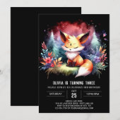 Invitation Adorable Sweet Fox Anniversaire numérique (Devant / Derrière)