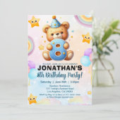 Invitation Adorable Teddy Bear Birthday 8 for boy's (Debout devant)