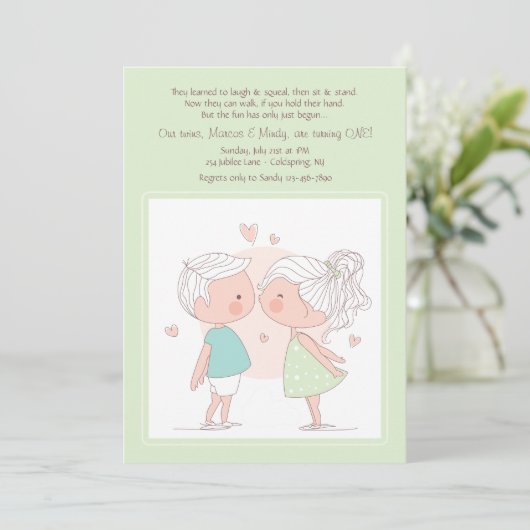 Invitation Adorable Twins (Debout devant)