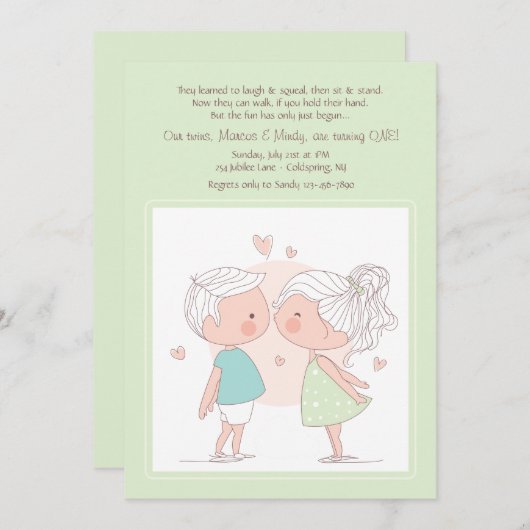 Invitation Adorable Twins (Devant / Derrière)