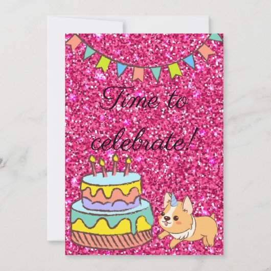 Invitation Adorable Unicorgi Parties scintillant Anniversaire (Dos)