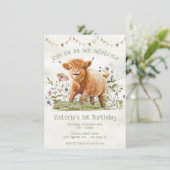 Invitation Adorable vache Highland 1er Anniversaire Fête Invi (Debout devant)