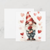 Invitation Adorable Valentine's Gnome : avec un Rose (Devant / Derrière)