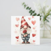 Invitation Adorable Valentine's Gnome : avec un Rose (Debout devant)