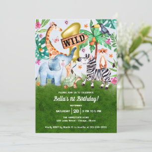 Invitation Adorable Wild One First Birthday Safari