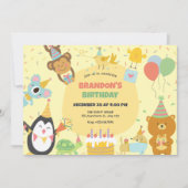 Invitation Adorables animaux de fête  (Devant)