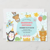 Invitation Adorables bêtes de fête  (Devant)