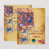 INVITATION ADORATION DU PARCHEMENT DE NOËL FLORAL MAGI (Devant / Derrière)