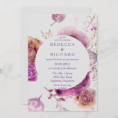 Invitation Adoration Mariage violette (Devant / Derrière)