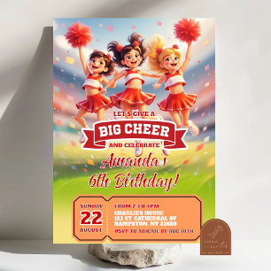 Invitation Ados de football Pom-pom girl rouge fille d'annive
