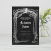 Invitation Adult Halloween Soiree Black Vintage Gothic Party (Debout devant)