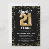 Invitation Adulte 21e anniversaire Black Gold (Devant)