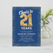 Invitation Adulte 21e anniversaire Blue Gold (Debout devant)
