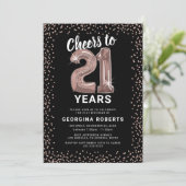 Invitation Adulte 21e anniversaire Rose Gold (Debout devant)