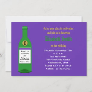 Invitation Adulte Anniversaire Fête Bouteille de vin