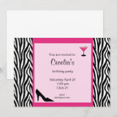 Invitation adulte d'anniversaire de zèbre (# INV (Devant / Derrière)