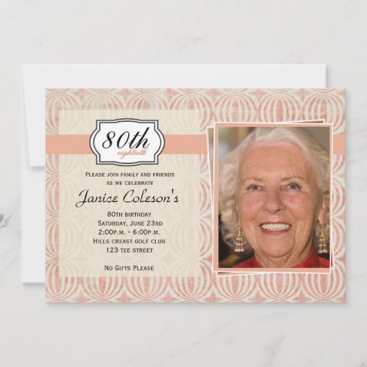 Invitation adulte de fête d'anniversaire de la (Devant)