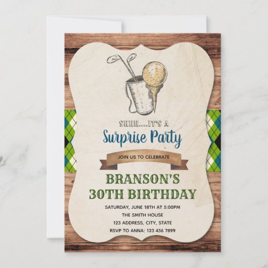 Invitation adulte de partie de golf (Devant)