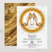Invitation Adulte Fabulous Digital Gold 40e anniversaire (Devant / Derrière)