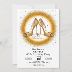 Invitation Adulte Fabulous Digital Gold 40e anniversaire