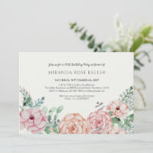 Invitation adulte florale vintage d'anniversaire (Debout devant)