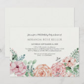 Invitation adulte florale vintage d'anniversaire (Devant / Derrière)