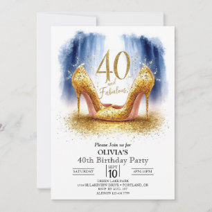 Invitation Adulte moderne Digital Gold 40e anniversaire